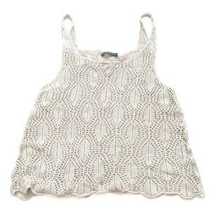 Brandy Melville Womens Top Beige One Size Tank Top Knit See Through